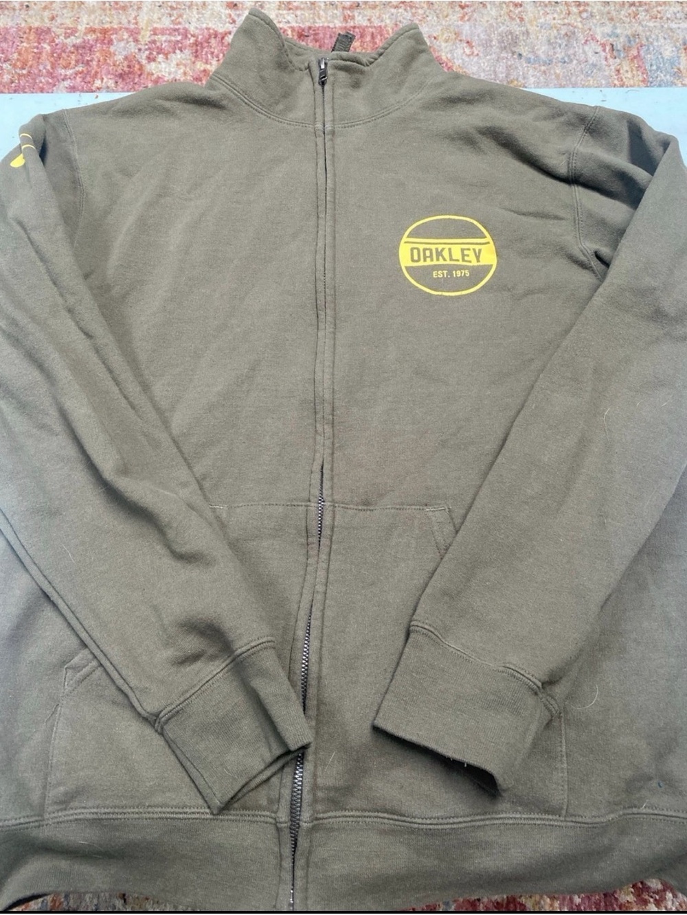 Oakley Olive Green Full-Zip Jacket with Yellow Logo